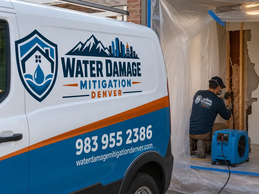 Containment zipper door and floor protection installed in a residential hallway leading to a mold remediation work area